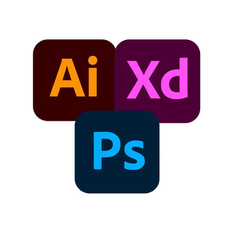 Adobe Illustrator, XD and Photoshop icons